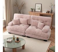 Seyakany Canapé modulable Moderne 2 Places,Canapé d'angle Cloud,canapé sectionnel Doubles avec 2 Coussins lombaires et 2 Coussins décoratifs,Chenille,Structure en Bois Massif,pour Salon,Rose