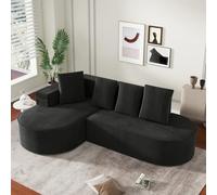 Seyakany Canapé modulaire Nuage Moderne 3 Places,Canapé d'angle sectionnel avec Fauteuil inclinable en L,avec assises Basses,canapé à Compression éponge (sans Assemblage),Velours côtelé,Noir