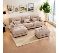 Seyakany Canapé sectionnel Grand Cloud 5 Places,canapé d'angle Confortable, Tissu Velours et Design Ergonomique,Rembourrage 100% Mousse à mémoire de Forme,300 x 143 x 80cm,dans Le Salon/Bureau,Kaki