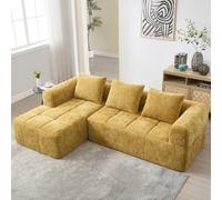 Seyakany Canapé sectionnel Moderne, canapé d'angle avec méridienne et accoudoirs, 3 Coussins, Poche latérale pour télécommande, Aucune Installation requise, Jaune