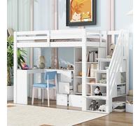 Seyakany Lit superposé Enfant 90x200 avec Tiroirs,lit Mezzanine 1 Place 90x200,lit cabane Enfants,lit superposé 1 Places,lit superposé avec Bureau,lit Mezzanine escalier,lit Enfant avec Barriere