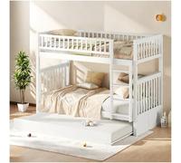 Seyakany Lit superposés Enfants aveclit gigogne,Transformable en Deux lit Enfant 90x200,Cadre de lit cabane Enfants avec sommier à Lattes (Blanc-1)