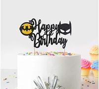 Seyal Décoration de fête d'anniversaire - Batman Bon Anniversaire Décoration pour gâteau Petit Bouchon pour gâteau d'anniversaire Batman