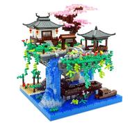 Seyaom Kit de Mini Briques Lumineuses pour Bassin de Fleurs de pêcher, Ensemble de Construction d'architecture Chinoise pour Adultes et Adolescents à partir de 14 Ans (2705 pièces)