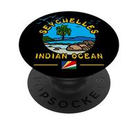 Seychelles Océan Indien Palmier Plage Drapeau Île Souvenir PopSockets PopGrip Adhésif