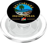 Seychelles Océan Indien Palmier Plage Drapeau Île Souvenir PopSockets PopGrip pour MagSafe