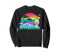 Seychelles Palmiers Coucher de Soleil Plage Océan Souvenir Sweatshirt