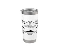 Seychelles Palmiers sur une Île Plages sans fin Gobelet isotherme en acier inoxydable double paroi