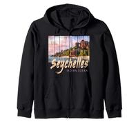 Seychelles Souvenir Vintage Coucher Soleil de l'océan Indien Sweat à Capuche