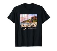 Seychelles Souvenir Vintage Coucher Soleil de l'océan Indien T-Shirt Graphique avec Valeur
