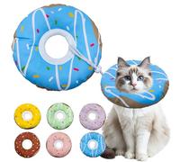 Seyezo Collier conique souple et réglable pour chat de petite, moyenne et grande taille, joli collier E en forme de beignet après une chirurgie - Cône de honte pour chat (imperméable, bleu, taille L)
