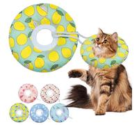 Seyezo Collier conique souple et réglable pour chat de petite, moyenne et grande taille, joli collier E en forme de donut après une chirurgie, collier élisabéthain anti-léchage pour chatons (citron