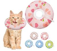 Seyezo Collier souple pour chat - Collier de convalescence réglable pour chat de petite, moyenne et grande taille - Joli collier E en forme de donut après une chirurgie - Collier élisabéthain