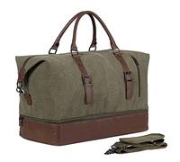 seyfocnia Sac De Voyage avec Compartiment À Chaussures, Sacs De Voyage pour La Nuit, Sac Weekend, Grand Sac De Voyage Cabine, Sac De Voyage pour Femmes Et Hommes,Toile Vert