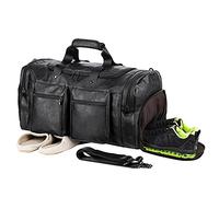 seyfocnia Sac de Week-End avec Compartiment à Chaussures, Sac de Nuit en Cuir imperméable, Sac de Voyage pour Homme, Grand Sac de Voyage fourre-Tout, [P] Noir, One_Size, Classique