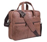 seyfocnia Sac messager en cuir pour homme pour voyage d'affaires sac pour ordinateur portable de 17,3 pouces sac pour ordinateur de travail sac à bandoulière (marron), Marron, à la mode