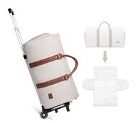 seyfocnia Sacs à vêtements à roulettes pour voyage, sac de sport convertible, sacs à roulettes pour voyage, sac à vêtements à roulettes, beige, Tendance