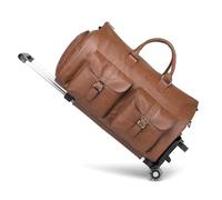 seyfocnia Sacs à vêtements à roulettes, Sac à vêtements de Voyage avec Compartiment à Chaussures, Sac de Sport à roulettes, A4-marron-2P, Mode