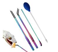 SEYIMTU Pince d'alimentation pour reptiles en acier inoxydable avec poignées ergonomiques en caoutchouc pour animaux aquatiques lézards (bleu)