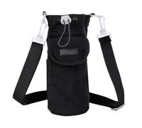SEYIMTU Sac pour bouteille d'eau en nylon haute densité - Sac à bandoulière avec sangle, couvre-gobelet multifonction et grande poche avant pour camping, randonnée et aventures en plein air (noir)