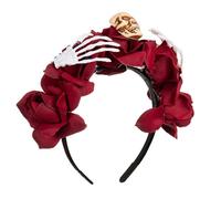 SEYIMTU Serre-tête gothique pour femme - Motif tête de mort - En polyester antidérapant - Pour fête d'anniversaire - Hong