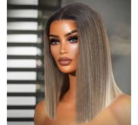 Seykiki Bob Perruques pour femmes noires Court T Part Synthtique Lace Front Perruques Ombre Blonde Synthtique Coupe Blunt Bob Lace Front Perruq