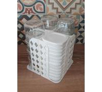 SEYLAB | Rangement 12 Pots et Couvercles pour Yaourtière SEB multi délices, Fabriqué en France (Blanc)