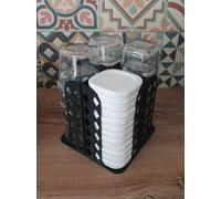 SEYLAB | Rangement 12 Pots et Couvercles pour Yaourtière SEB multi délices, Fabriqué en France (Noir)