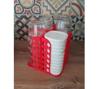 SEYLAB | Rangement 12 Pots et Couvercles pour Yaourtière SEB multi délices, Fabriqué en France (Rouge)