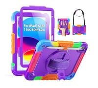 SEYMAC Coque pour Enfants pour iPad 10e génération 10,9" 2022, Coque de Protection intégrale Robuste et résistante aux Chocs avec Protecteur d'écran, Support Rotatif, dragonne/bandoulière pour iPad