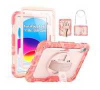 SEYMAC Coque pour iPad (A16) 11e/10e génération 2025/2022 (11"/10,9"), Coque de Protection intégrale résistante aux Chocs avec Protecteur d'écran, Support Rotatif, dragonne/bandoulière, Multicolore