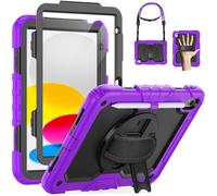 SEYMAC Coque pour iPad (A16) 11ème/10ème génération 2025/2022 11/10.9 Pouces, Étui Antichoc avec Protection D'écran, Support Rotatif à 360°, Porte-Crayon, Bandoulière, Violet