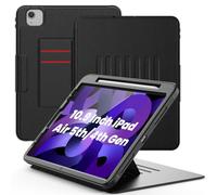 SEYMAC Coque pour iPad Air 5e/4e génération 2022/2020 10,9'', Coque de Protection avec Veille/Réveil Automatique, Fermeture Magnétique, Emplacements Cartes, Support Multi-Angles,Porte-Crayon, Noir