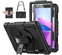 SEYMAC Coque pour Lenovo Tab M10 Plus 3rd Gen10,6 Pouces 2022, Coque Antichoc avec Protection d'écran, Support Rotatif 360 Degrés/Dragonne, Bandoulière, Housse pour Lenovo Tab M10 Plus, Noir