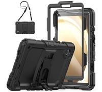 SEYMAC Coque pour Samsung Galaxy Tab A11/A9 8.7 Pouces 2025/2023, Antichoc Tab A11 Étui avec Protecteur d'écran/Support Pliable/Bandoulière, Coque pour Galaxy Tab A11 SM-X130/SM-X133/SM-X135, Noir