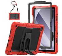 SEYMAC Coque pour Samsung Galaxy Tab A11+ Plus/A9 Plus 11 Pouces 2025/2023, Étui Antichoc Tab A11+ Plus avec Protecteur d'écran/Support Pliable/Bandoulière (SM-X230/SM-X235/SM-X236/SM-X210), Rouge