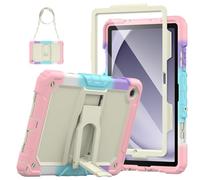 SEYMAC Coque pour Samsung Galaxy Tab A11+ Plus/A9 Plus 11 Pouces 2025/2023, Étui Antichoc Tab A11+ Plus avec Protecteur d'écran/Support Pliable/Bandoulière (SM-X230/SM-X235/SM-X236/SM-X210), Rose
