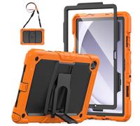SEYMAC Coque pour Samsung Galaxy Tab A11+ Plus/A9 Plus 11 Pouces 2025/2023, Étui Antichoc Tab A11+ Plus avec Protecteur d'écran/Support Pliable/Bandoulière (SM-X230/SM-X235/SM-X236/SM-X210), Orange