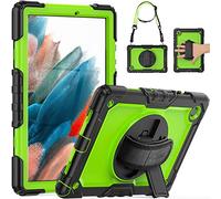 SEYMAC Coque pour Samsung Galaxy Tab A8 10,5" (SM-X200/X205/X207), coque de protection intégrale résistante aux chocs avec protecteur d'écran, support rotatif, dragonne/bandoulière et porte-stylo,