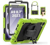 SEYMAC Coque pour Samsung Galaxy Tab A9 8,7 Pouces 2023 avec Protecteur D'écran, Porte-Stylet S, Etui Robuste avec Dragonne Rotative à 360 Degrés et Bandoulière pour Tab A9, Vert