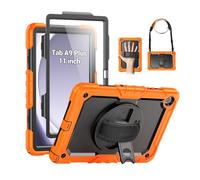 SEYMAC Coque pour Samsung Galaxy Tab A9+/ A9 Plus 11" 2023 (SM-X210/X216/X218), coque de protection antichoc robuste avec protecteur d'écran, support rotatif, dragonne/bandoulière pour Tab A9+, orange