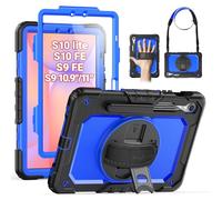 SEYMAC Coque pour Samsung Galaxy Tab S10 Lite/S10 FE/S9 FE/S9 5G (10,9''/11"), Coque de Protection résistante aux Chocs avec Protecteur d'écran, Support Rotatif, dragonne et Porte-Stylo, Bleu