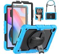 SEYMAC Coque pour Samsung Galaxy Tab S6 Lite 2024/2022/2020, Étui Antichoc avec Protecteur d'écran, Bandoulière, Dragonne Rotative à 360 Degrés et Support, Coque pour S6 Lite 10,4", Bleu Clair