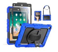 SEYMAC Étui pour iPad Air 2, iPad 5e/6e génération, iPad Pro 9,7", étui Robuste avec Support pivotant à 360 degrés et dragonne, [Protecteur d'écran], bandoulière pour iPad 9,7", Bleu