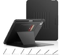 SEYMAC stock Coque pour iPad Pro 13 Pouces M4 2024, Housse Étui avec Porte-Crayon, [Multi-Angles] Support Magnétique & Emplacement pour Carte, Veille/Réveil Automatique (Noir)