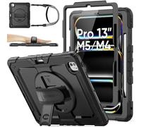 SEYMAC stock Coque pour iPad Pro 13 Pouces M5-M4 2025-2024, Coque Antichoc avec Protecteur D'écran, Support Rotatif à 360°/Dragonne, Porte-Stylet et Bandoulière, Noir