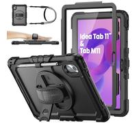 SEYMAC stock Coque pour Lenovo Tab M11/ Idea Tab 11 2025/Tab K11 2025, Coque Antichoc avec Protecteur D'écran, Support Rotatif à 360°/Dragonne et Porte-Crayon, Noir
