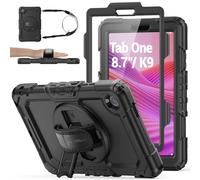SEYMAC Stock Coque pour Lenovo Tab One/Tab K9 8,7 Pouces 2025 | Coque Antichoc avec Protecteur D'écran, Support Rotatif à 360°/Dragonne, Porte-Crayon et Bandoulière, Noir