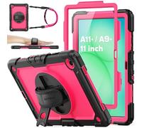 SEYMAC stock Coque pour Samsung Galaxy Tab A11+ Plus 11'' 2025/ A9+ Plus 11'' 2023, Coque Antichoc avec Protecteur D'écran Porte-Stylo [Dragonne Rotative à 360] et Support, Rose