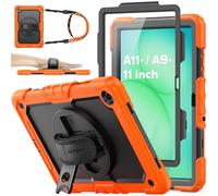 SEYMAC stock Coque pour Samsung Galaxy Tab A11+ Plus 11'' 2025/ A9+ Plus 11'' 2023, Coque Antichoc avec Protecteur D'écran Porte-Stylo [Dragonne Rotative à 360] et Support, Orange